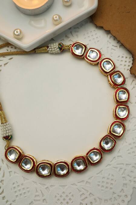 Paisley Pop Gold Plated Shyra Kundan Embellished Choker Online at Aza Fashions Paisley Pop_Gold Plated Shyra Kundan Embellished Choker _Online_at_Aza_Fashions