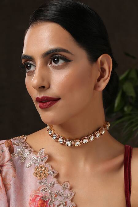 Paisley Pop Gold Plated Shyra Kundan Embellished Choker at Aza Fashions Paisley Pop_Gold Plated Shyra Kundan Embellished Choker _at_Aza_Fashions