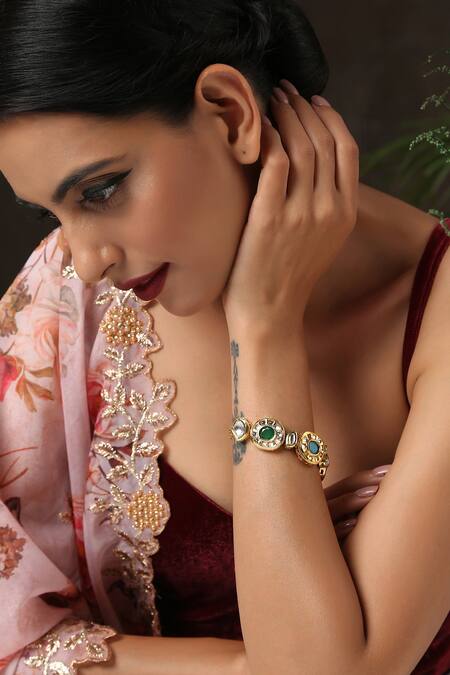 Paisley Pop Multi Color Stones Embellished Bracelet Online at Aza Fashions Paisley Pop_Multi Color Stones Embellished Bracelet _Online_at_Aza_Fashions