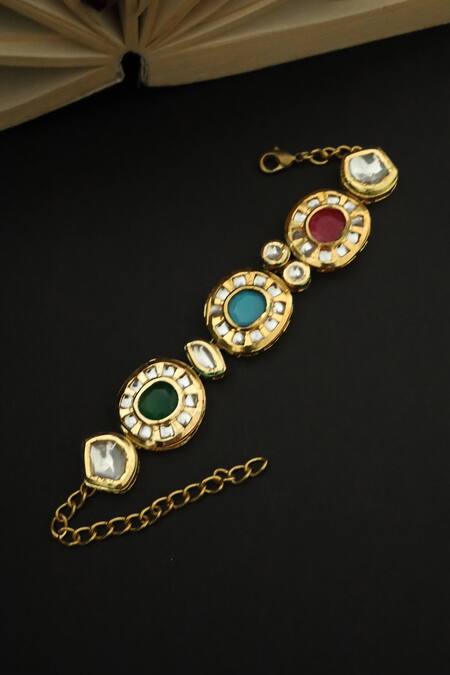 Paisley Pop Multi Color Stones Embellished Bracelet at Aza Fashions Paisley Pop_Multi Color Stones Embellished Bracelet _at_Aza_Fashions