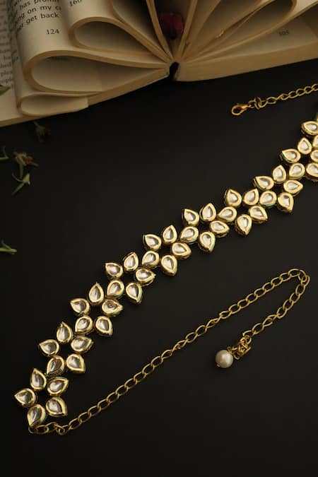 Paisley Pop Gold Kundan Shell Pearl Floral Headband 