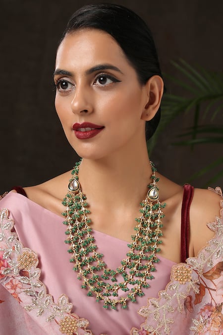 Paisley Pop Stone & Kundan Embellished Layered Necklace 