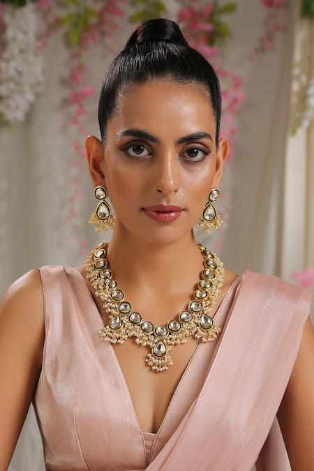 Paisley Pop Gold Plated Kundan Embellished Pendant Necklace Set 