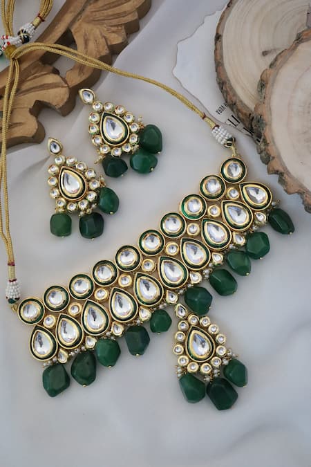 Paisley Pop Tear Drop Carved Pendant Choker Set 