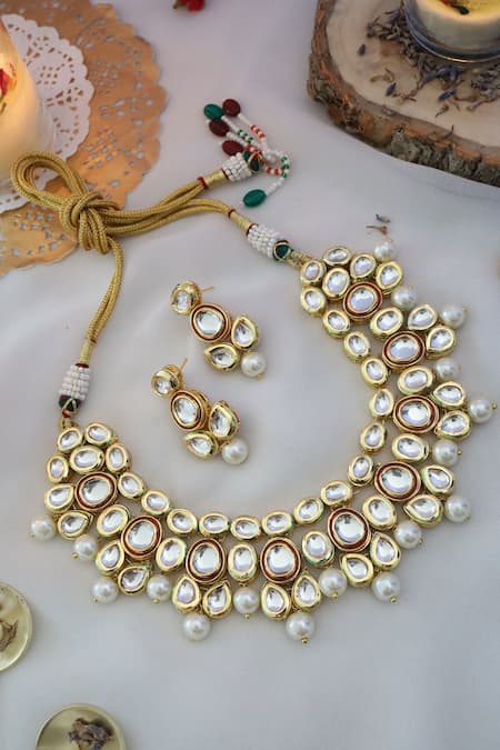 Paisley Pop Kundan & Pearl Embellished Necklace Set 