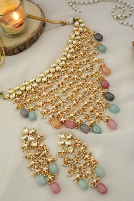Paisley Pop Kundan Embellished Choker Set 