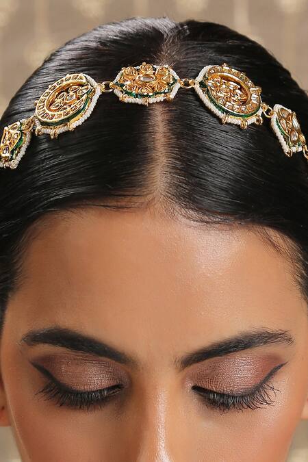 Buy Paisley Pop Gold Kundan Studded Headband Online at Aza Fashions Buy_Paisley Pop_Gold Kundan Studded Headband _Online_at_Aza_Fashions