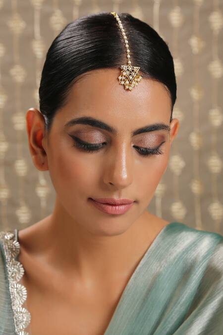 Paisley Pop Gold Plated Polki Embellished Maangtikka Online at Aza Fashions Paisley Pop_Gold Plated Polki Embellished Maangtikka _Online_at_Aza_Fashions