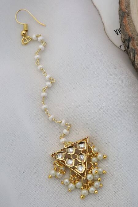 Paisley Pop Gold Plated Polki Embellished Maangtikka at Aza Fashions Paisley Pop_Gold Plated Polki Embellished Maangtikka _at_Aza_Fashions