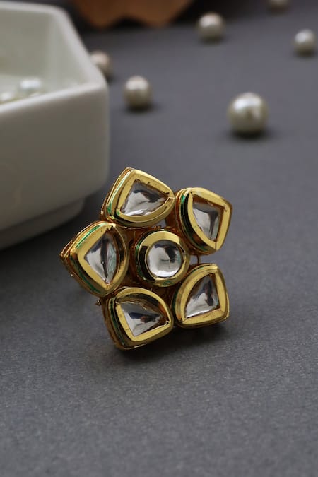 Paisley Pop Kundan Embellished Ring 