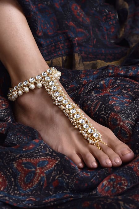 Paisley Pop Kundan Embellished Harness Anklet 