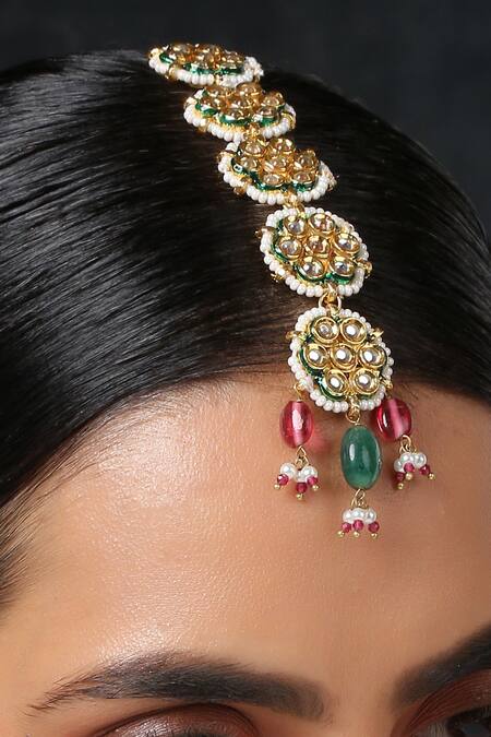 Paisley Pop_Gold Plated Kundan Studded Maangtikka _Online_at_Aza_Fashions