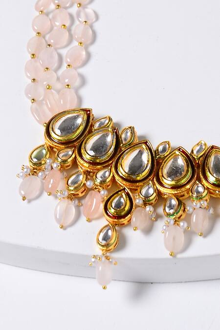 Buy_Paisley Pop_Pink Quartz Stone Embellished Choker _Online_at_Aza_Fashions