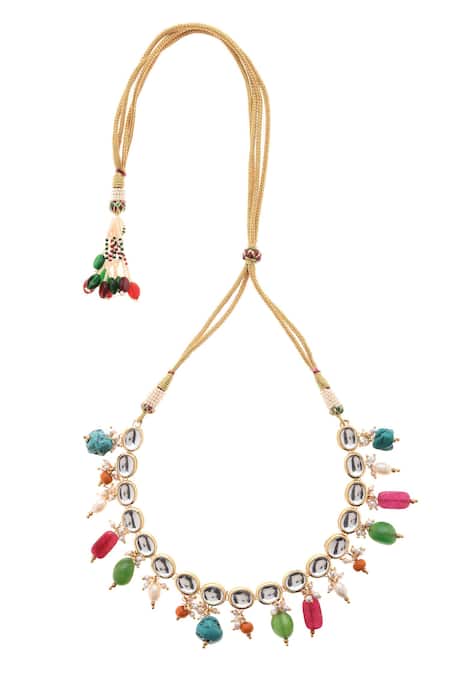 Buy Paisley Pop Multi Color Contrast Stone Dangler Necklace Online at Aza Fashions Buy_Paisley Pop_Multi Color Contrast Stone Dangler Necklace _Online_at_Aza_Fashions