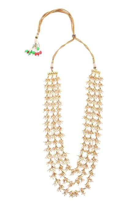 Paisley Pop Gold Plated Pearl Embellished Layered Necklace Online at Aza Fashions Paisley Pop_Gold Plated Pearl Embellished Layered Necklace _Online_at_Aza_Fashions