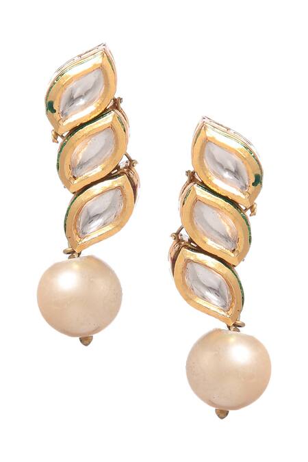 Paisley Pop Gold Plated Pearls Kundan Embellished Necklace Set Online at Aza Fashions Paisley Pop_Gold Plated Pearls Kundan Embellished Necklace Set _Online_at_Aza_Fashions