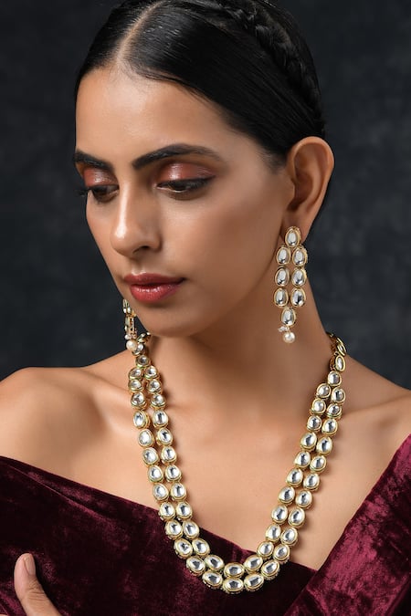 Paisley Pop Kundan Embellished Layered Necklace Set 