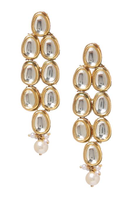 Shop_Paisley Pop_Gold Plated Pearls, Diamonds Kundan Embellished Layered Necklace Set _Online_at_Aza_Fashions