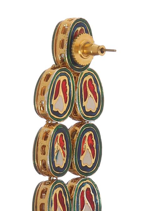 Paisley Pop_Gold Plated Pearls, Diamonds Kundan Embellished Layered Necklace Set _at_Aza_Fashions