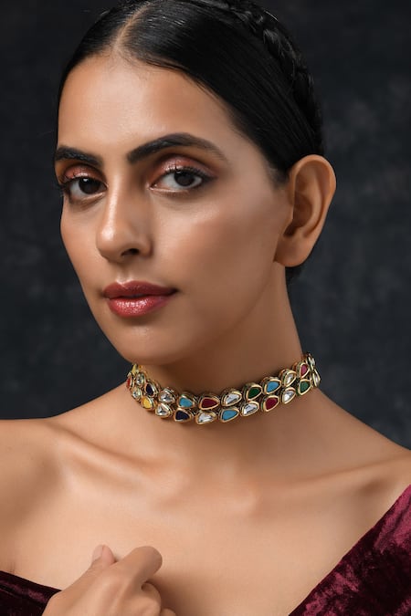 Paisley Pop Navrattan Kundan Choker Necklace 