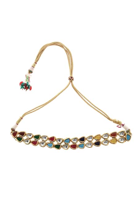 Buy Paisley Pop Multi Color Navrattan Kundan Choker Necklace Online at Aza Fashions Buy_Paisley Pop_Multi Color Navrattan Kundan Choker Necklace _Online_at_Aza_Fashions