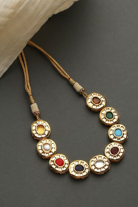Buy_Paisley Pop_Multi Color Navrattan Choker _Online_at_Aza_Fashions