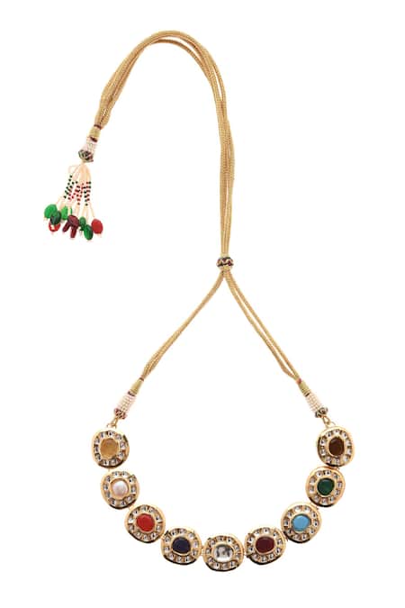 Shop_Paisley Pop_Multi Color Navrattan Choker _Online_at_Aza_Fashions