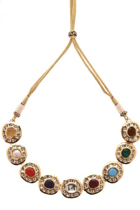Paisley Pop_Multi Color Navrattan Choker _at_Aza_Fashions