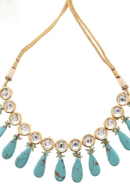 Shop Paisley Pop Blue Ravya Tribal Kundan Choker Online at Aza Fashions Shop_Paisley Pop_Blue Ravya Tribal Kundan Choker _Online_at_Aza_Fashions