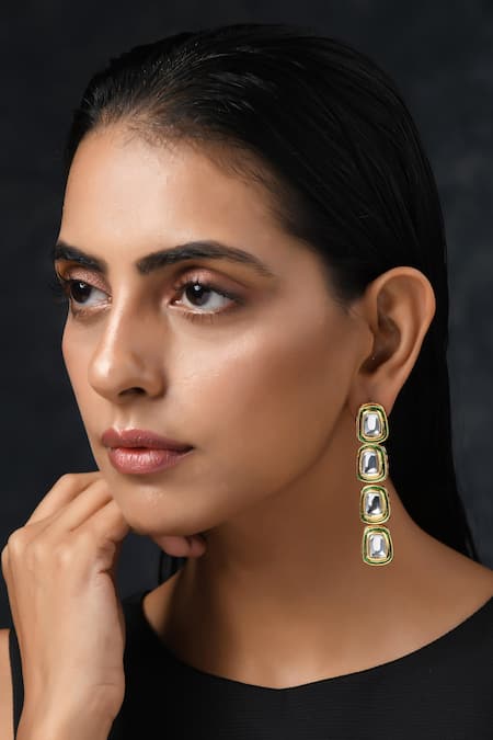 Paisley Pop Kundan Work Earrings 