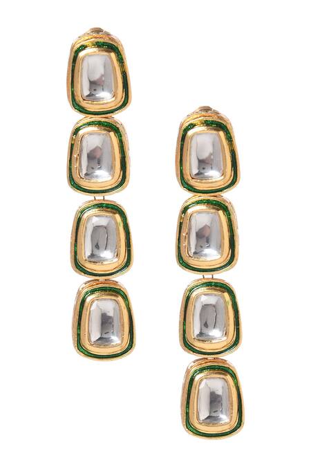 Buy Paisley Pop Gold Plated Imitation Diamonds Kundan Work Earrings Online at Aza Fashions Buy_Paisley Pop_Gold Plated Imitation Diamonds Kundan Work Earrings _Online_at_Aza_Fashions