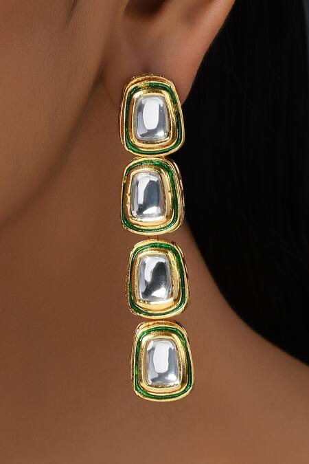 Paisley Pop Gold Plated Imitation Diamonds Kundan Work Earrings at Aza Fashions Paisley Pop_Gold Plated Imitation Diamonds Kundan Work Earrings _at_Aza_Fashions