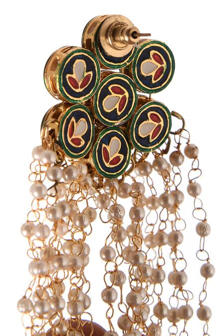 Buy Paisley Pop Gold Plated Pearls Floral Top Kundan Earrings Online at Aza Fashions Buy_Paisley Pop_Gold Plated Pearls Floral Top Kundan Earrings _Online_at_Aza_Fashions