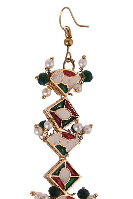Buy Paisley Pop Green Pearls, Stones Kundan Embellished Dangler Earrings Online at Aza Fashions Buy_Paisley Pop_Green Pearls, Stones Kundan Embellished Dangler Earrings _Online_at_Aza_Fashions