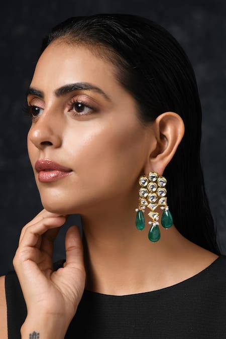 Paisley Pop Handcrafted Kundan Earrings 