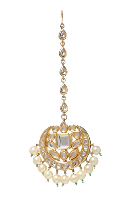 Paisley Pop_Gold Plated Jannat Polki Maangtikka _Online_at_Aza_Fashions