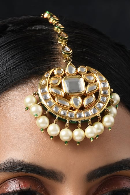 Shop_Paisley Pop_Gold Plated Jannat Polki Maangtikka _Online_at_Aza_Fashions