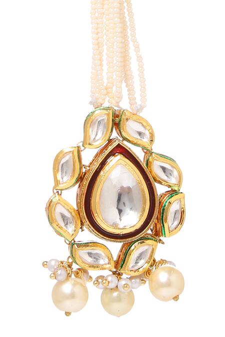 Buy Paisley Pop Gold Plated Uncut Polki Embellished Maangtikka Online at Aza Fashions Buy_Paisley Pop_Gold Plated Uncut Polki Embellished Maangtikka _Online_at_Aza_Fashions