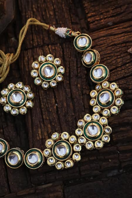 Buy Paisley Pop Gold Plated Floral Cutwork Choker Set Buy_Paisley Pop_Gold Plated Floral Cutwork Choker Set