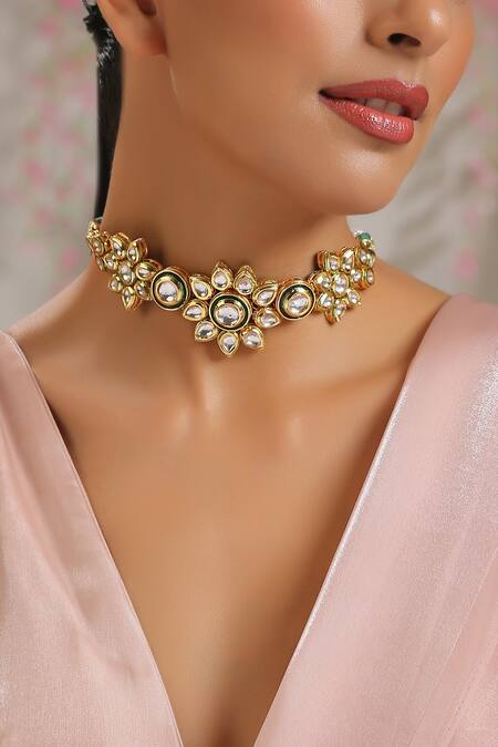Buy Paisley Pop Gold Plated Flower Cutwork Choker Online at Aza Fashions Buy_Paisley Pop_Gold Plated Flower Cutwork Choker _Online_at_Aza_Fashions
