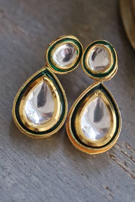 Buy Paisley Pop Gold Plated Diamonds, Stones Geometric Carved Kundan Necklace Set Buy_Paisley Pop_Gold Plated Diamonds, Stones Geometric Carved Kundan Necklace Set