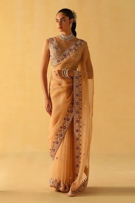 Sheetal Batra Hannah Embroidered Border Saree With Blouse 