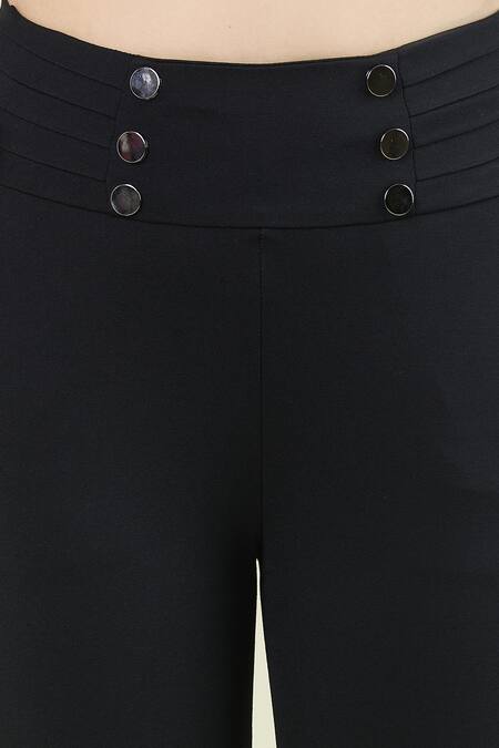 Shop_Naintara Bajaj_Black Nr Roma Solid Fitted Jegging_Online_at_Aza_Fashions