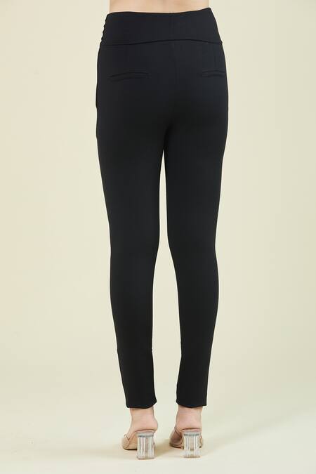 Naintara Bajaj_Black Nr Roma Solid Fitted Jegging_at_Aza_Fashions