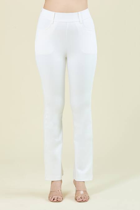 Buy_Naintara Bajaj_White Nr Roma Straight Solid Jegging_Online_at_Aza_Fashions