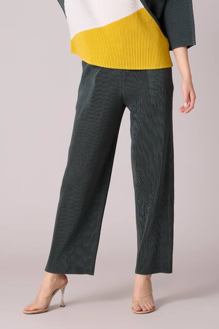 Scarlet Sage_Green Polyester Round Neck Parker Abstract Print Top And Pant Set_at_Aza_Fashions