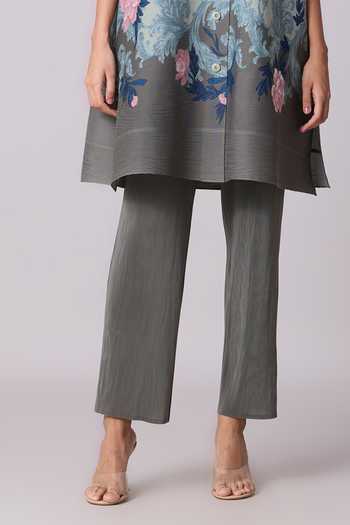 Shop_Scarlet Sage_Green Polyester Mandarin Collar Adela Floral Print Tunic With Pant_Online_at_Aza_Fashions
