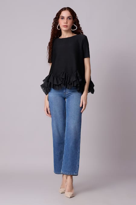 Scarlet Sage Carli Ruffled Hem Top 