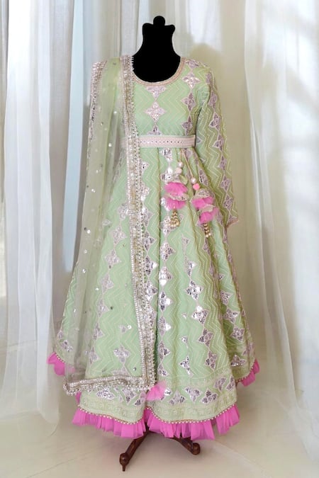 FAYON KIDS Embroidered Anarkali With Dupatta 