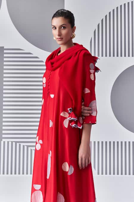 Nachiket Barve Felt Applique Embroidered Kalidar Kurta Pant Set 